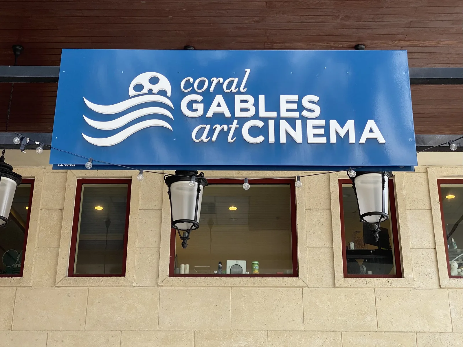 The Coral Gables Art Cinema sign at the cinema's Aragon Avenue entrance.