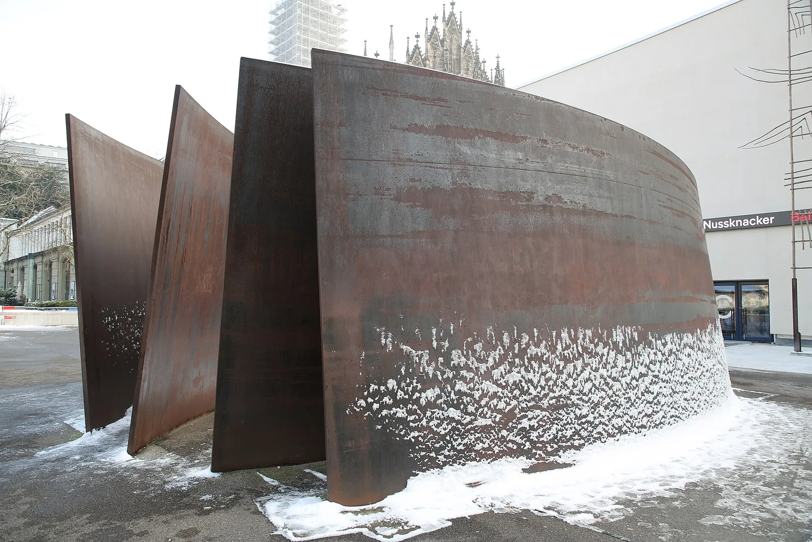 Intersection, a curved steel sculpture by Richard Serra, in Basel, Switzerland. The picture does not show Fin, the work Coral Gables plans to buy.