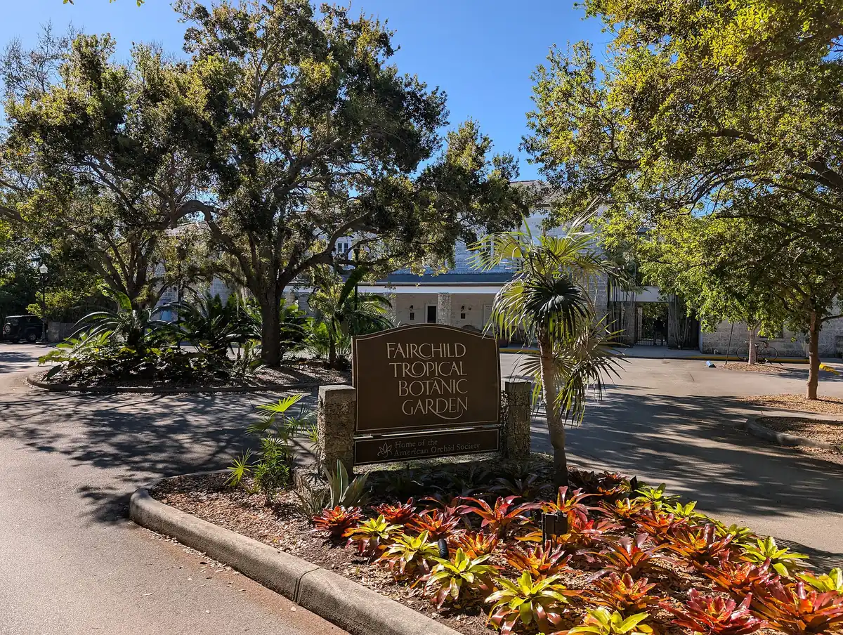 The entrance to Fairchild Tropical Botanic Garden on Old Cutler Road, home of the NightGarden light show.