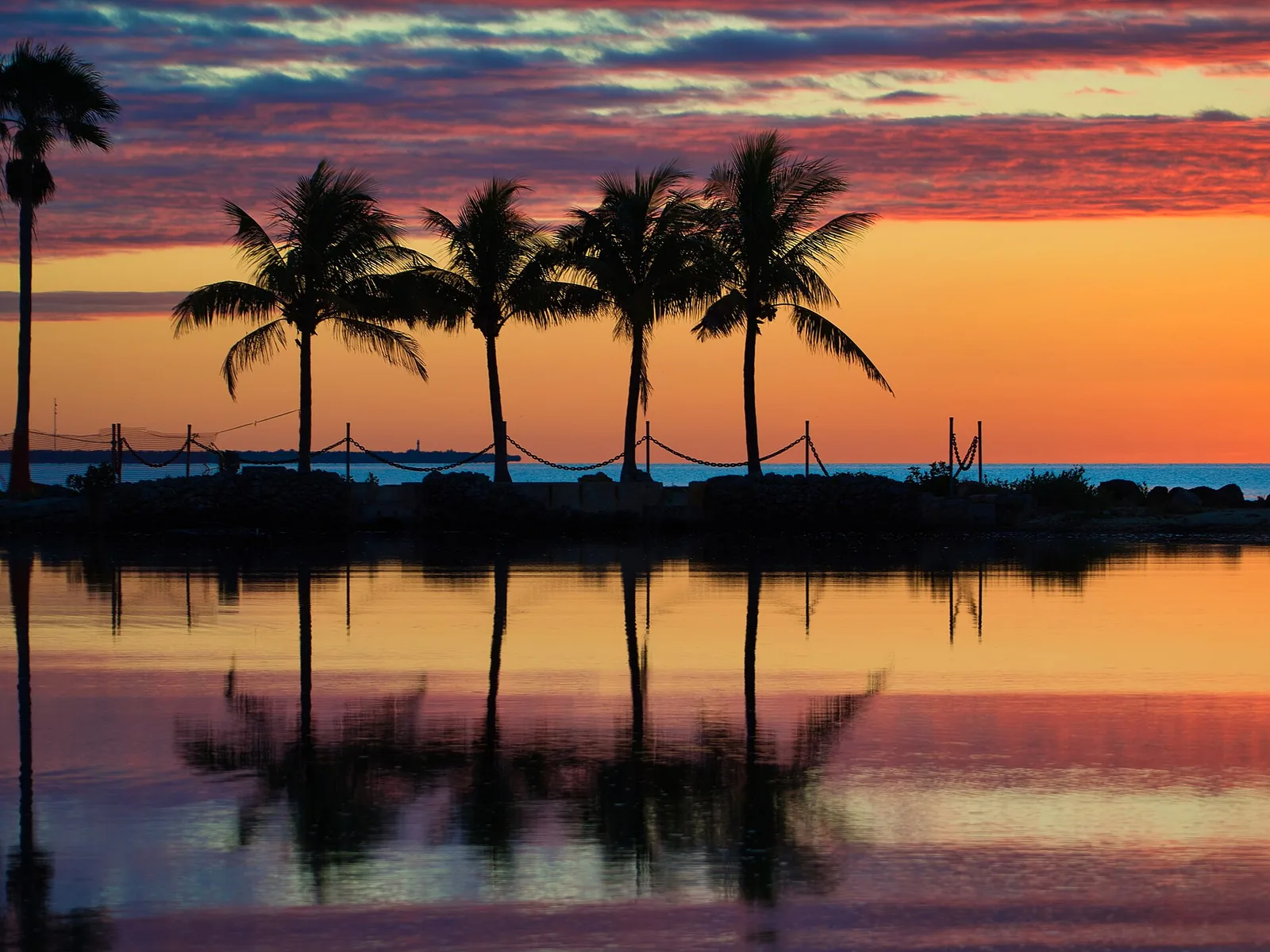 Sunrise over the atoll pool at Matheson Hammock Park on Biscayne Bay in Coral Gables.