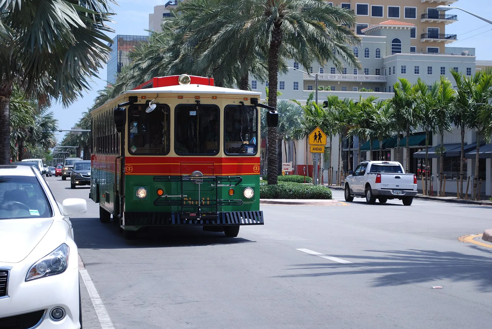 A Coral Gables Trolley on Ponce de Leon Boulevard in North Ponce
