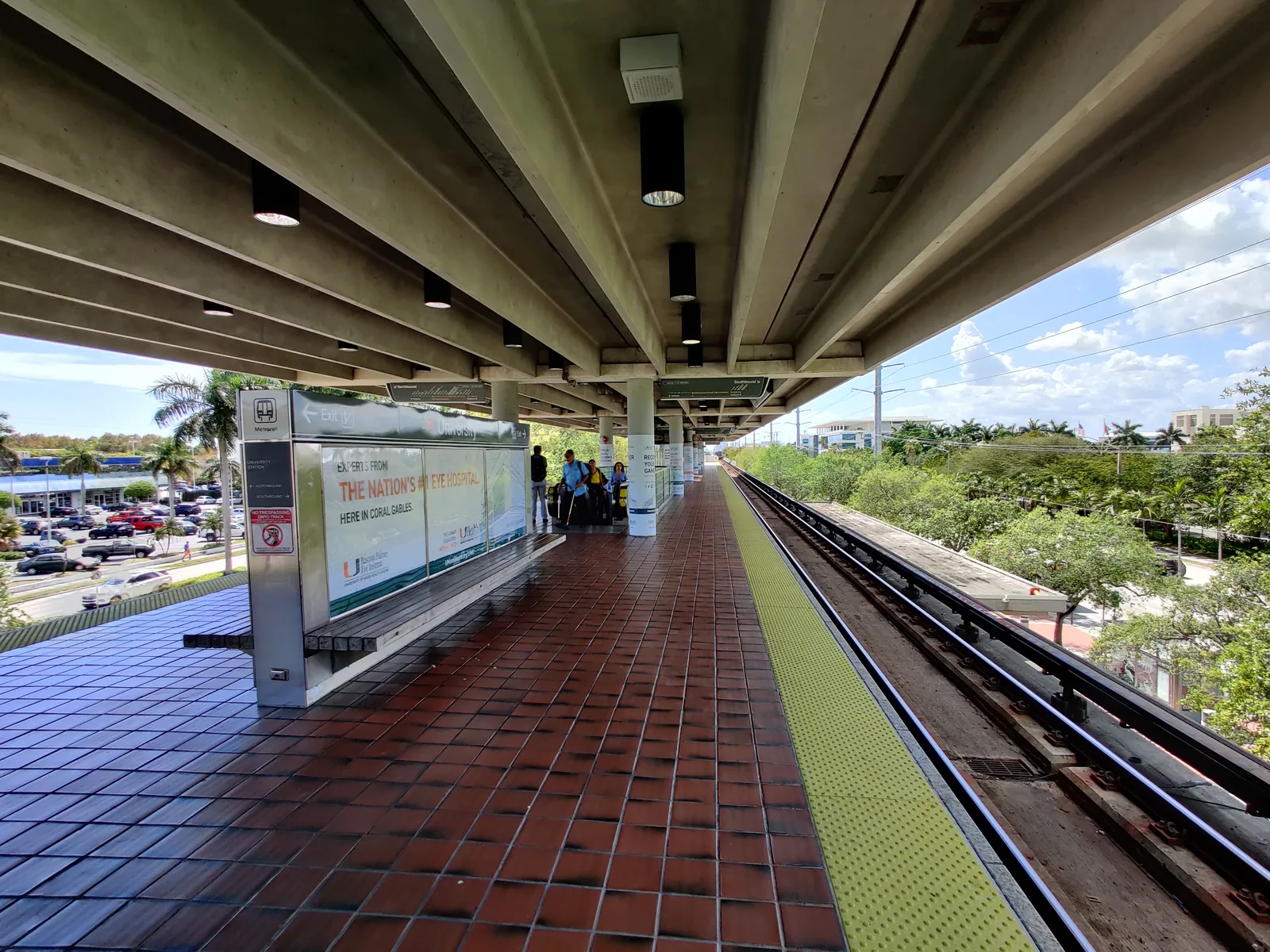 The University Metrorail station platform over U.S. 1 in Coral Gables, about half a mile west of Ponce de Leon Middle