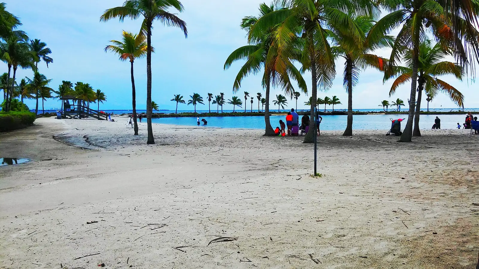 The beach and tidal atoll pool at Matheson Hammock Park on Biscayne Bay in Coral Gables.