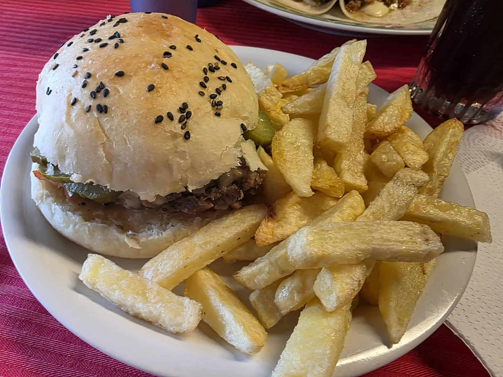 Hamburgers and french fries. The photo was not taken at a Coral Gables restaurant.